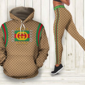 Gucci luxury brand 3d all over print hoodie leggings set gucci gift