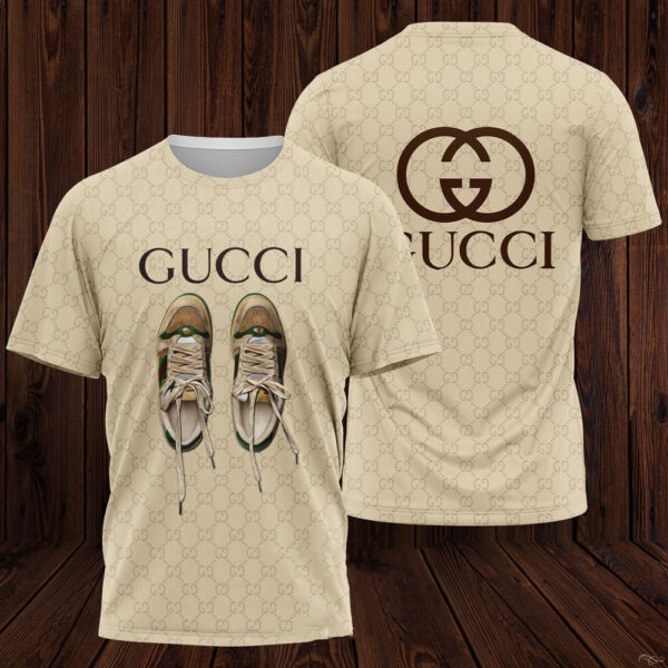 Gucci Shoes Pattern Cream 3D T-Shirt
