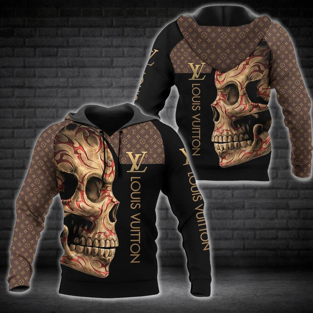 Fashion Luxury Brand LV, Louis Vuitton Skull Unisex Hoodie For Men Women_001