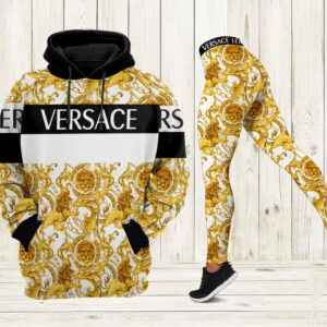 Versa.ce Luxury Brand Black and White Stripe 3D Hoodie and Leggings Set M2212004